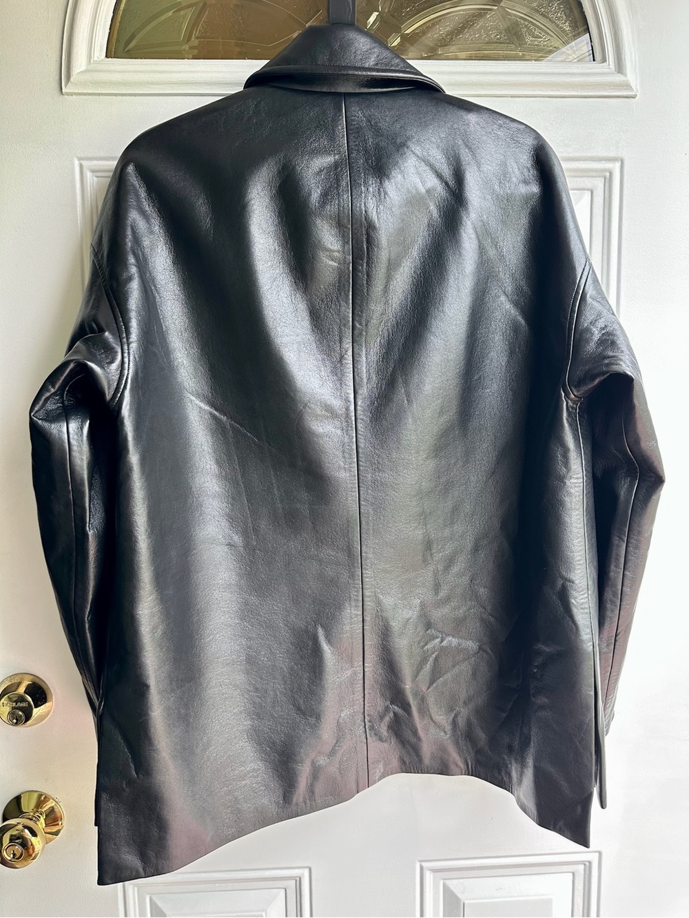 Anine Bing Luca Black Leather Button-Front Jacket with Gold Hardware - Picture 12 of 12